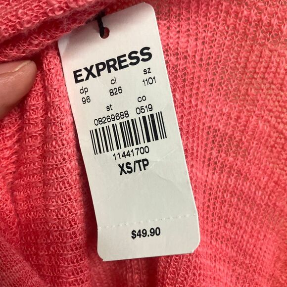 601. Express twist back Barbiecore pink knit oversized half sleeve top - Picture 4 of 4